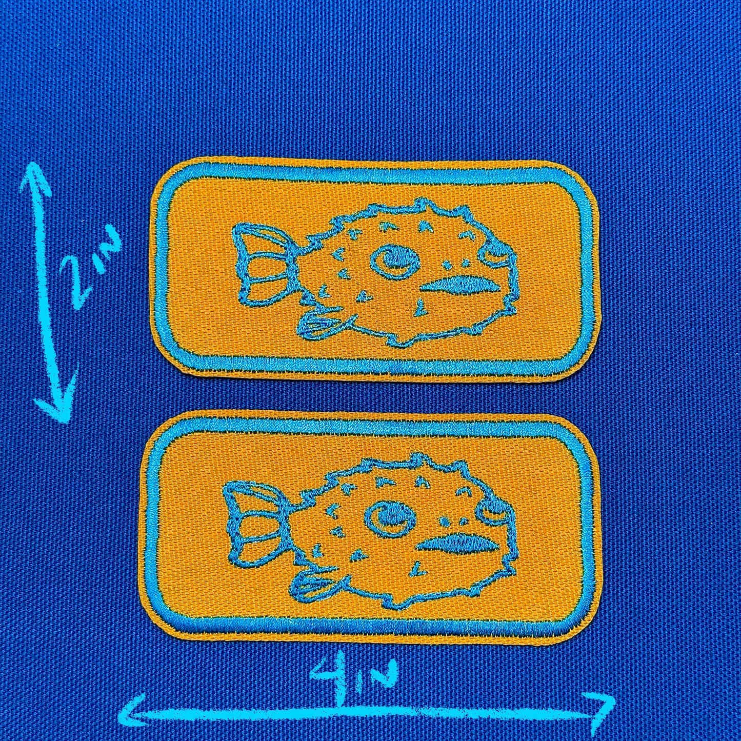 pufferfish iron on patch | sea creature patch | vintage style patch
