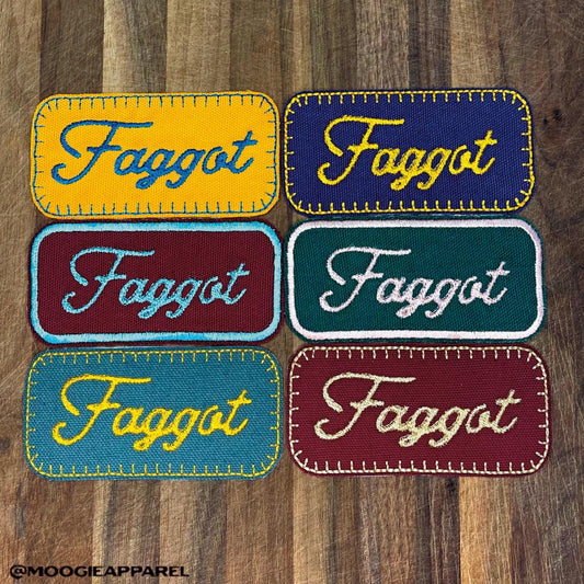 custom faggot patch | 2 x 4 inch