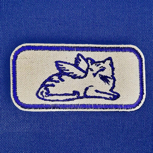 winged cat iron on patch |fantasy creature patch | vintage style patch